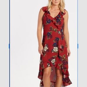 Allison Joy Floral Ruffle Hi Lo Dress